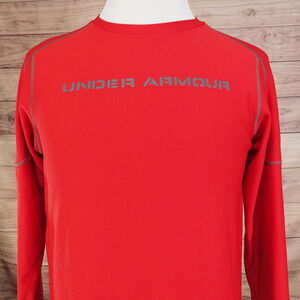 UNDER ARMOUR ALL SEASON GEAR FITTED RED LONG SLEEVE ATHLETIC TSHIRT SIZE L LARGE
